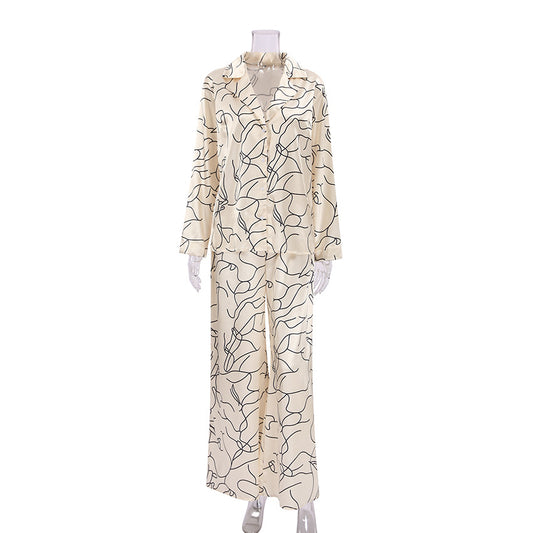 Ice silk lapel pajamas