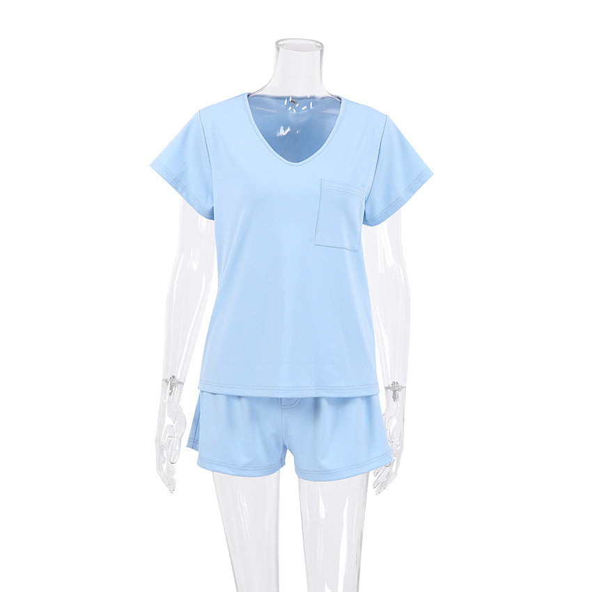 Solid color knitted pajamas