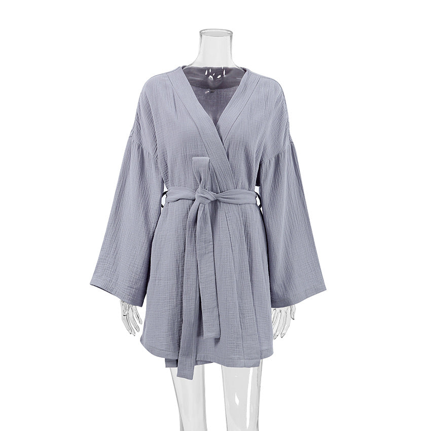 Bathrobe double crepe pajamas
