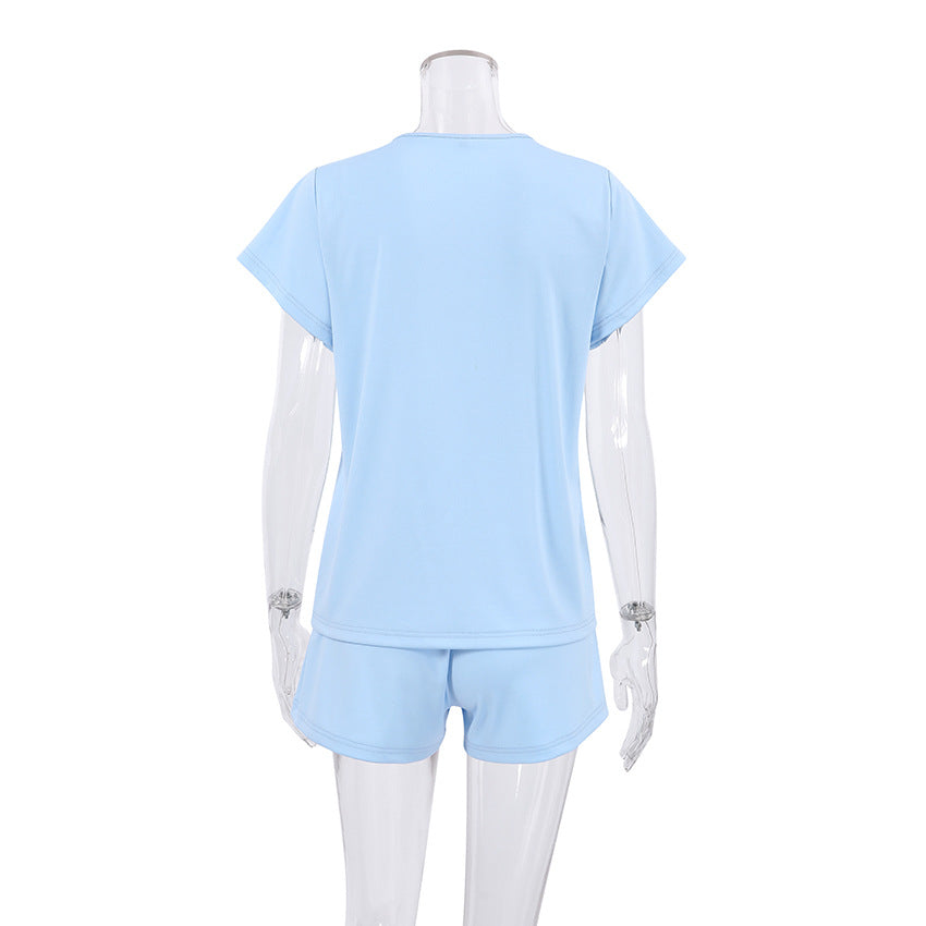 Solid color knitted pajamas