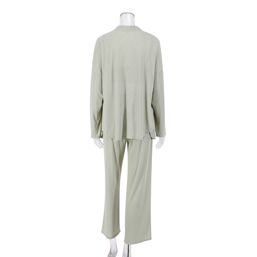 Ice silk ribbed pajamas