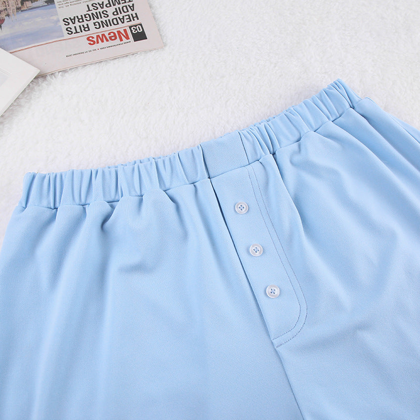 Solid color knitted pajamas