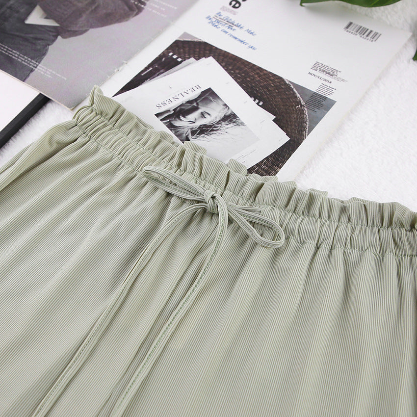 Ice silk ribbed pajamas
